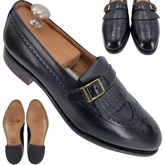 New Vintage Johnston & Murphy Aristocraft Black Leather Monk Dress Loafers 8.5D main image 6